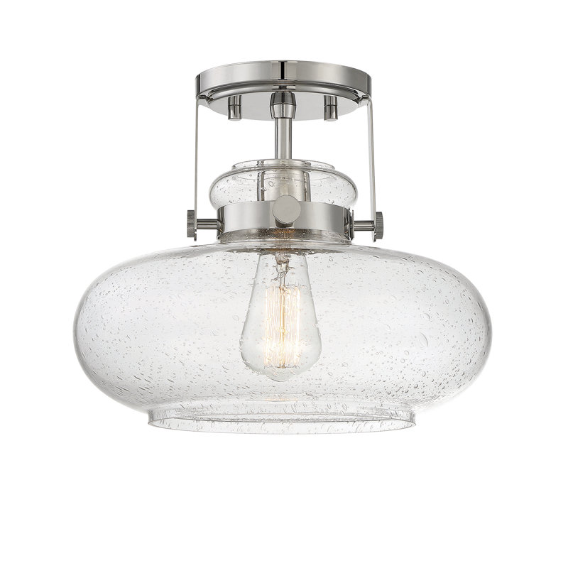 Deebora Glass Semi Flush Mount, Polished Nickel