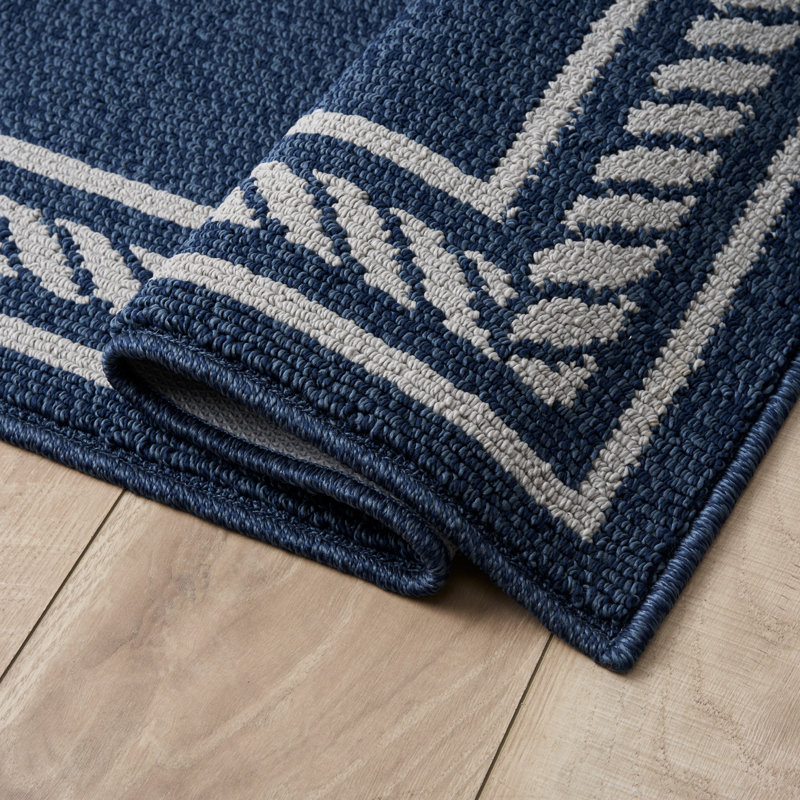 Nautica Rope Border Machine Washable All Loop Tufted Rugs 1-Piece, Runner 2'6" x 12'