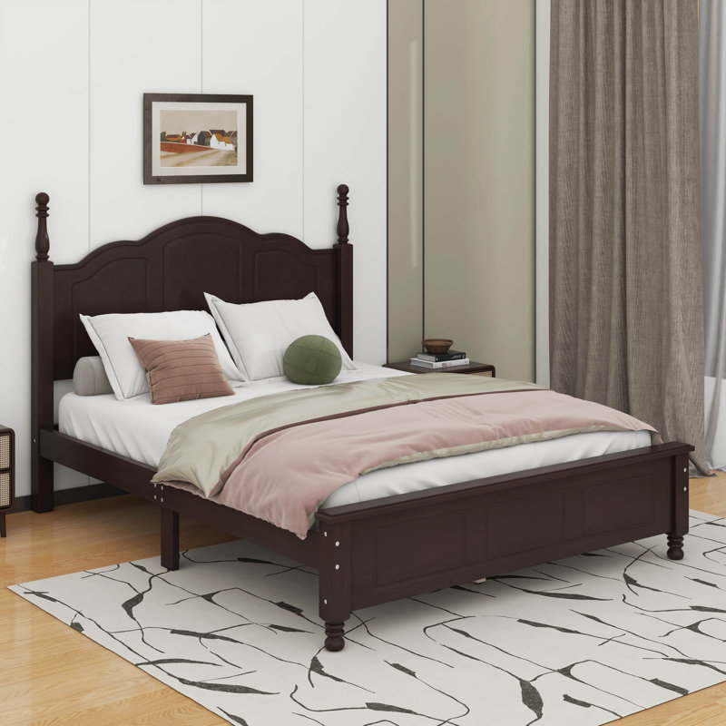 Lit plateforme Wood, Lit double, Noyer foncé