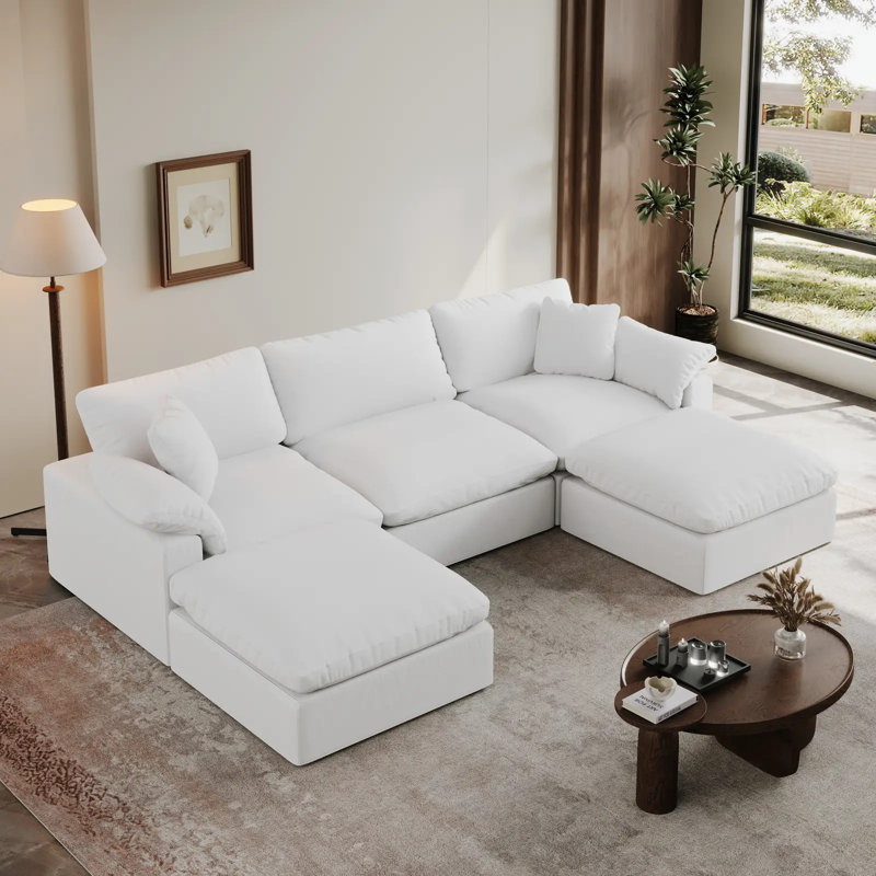 Canapé modulaire 5 pièces Cloud avec repose-pieds Cloud, H 34,6 po x l 110,8 po x P 71,5 po, 5