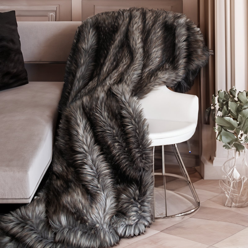 Jeté en fausse fourrure de luxe Thomas Collection® Twilight Wolf, L 60 po x L 60 po