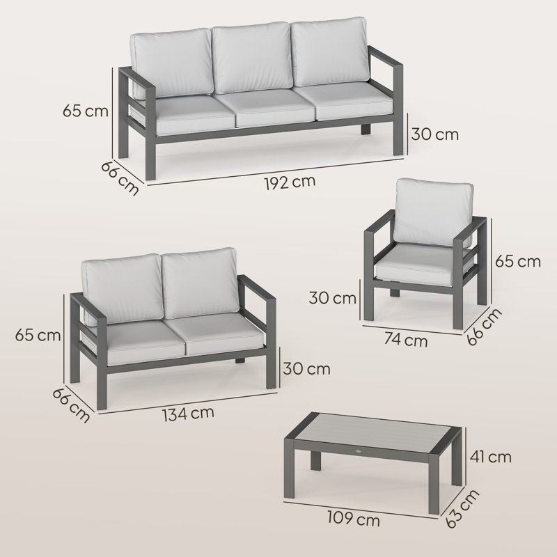 Garden Sofa Set, Dark Grey