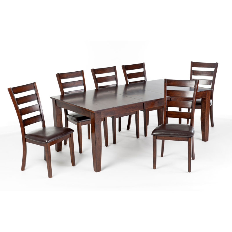 Extendable Solid Wood Base Dining Table, Brown