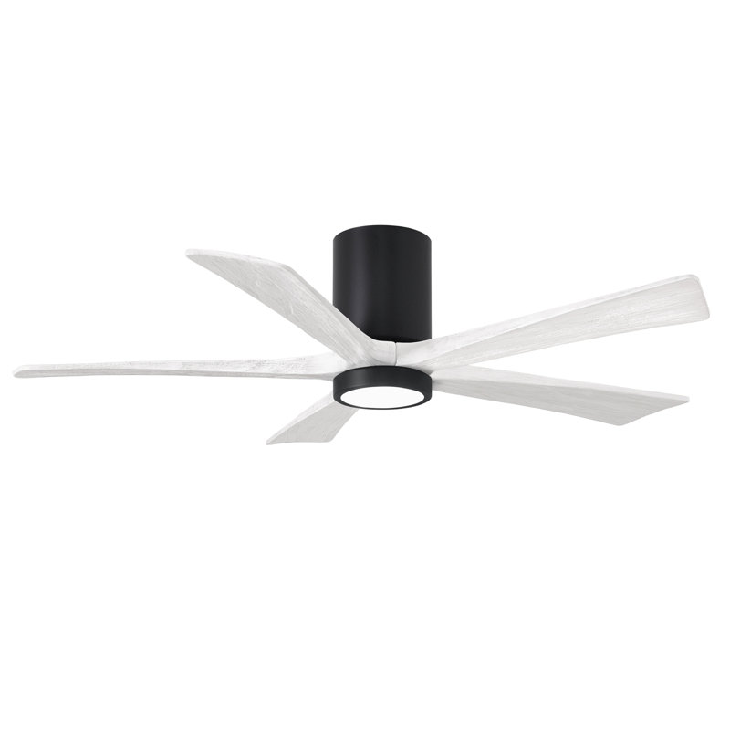 Ventilateur de plafond à 5 pales DEL avec ensemble d'éclairage inclus Irene, Noir mat, 52", Blanc mat