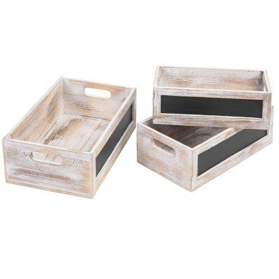 Ensemble de 3 boîtes en bois massif