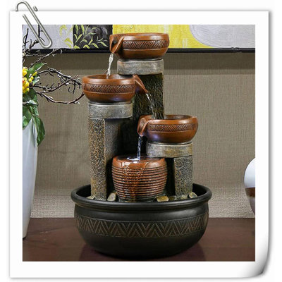 Fontaine de table d'intérieur à 4 niveaux avec lumières DEL et fontaines de bureau apaisantes pour le bureau personnel
