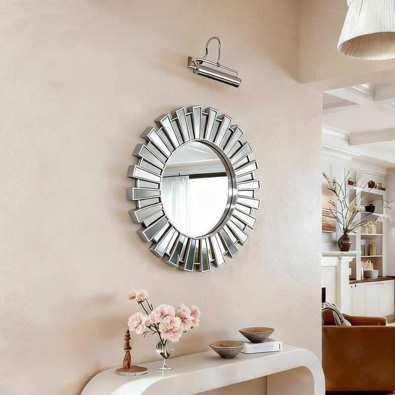 Miroir mural rond 23,6 po Freelon, Argent argent