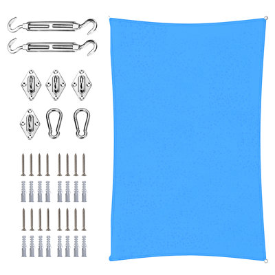 Royal Shade Waterproof 7' x 12' Rectangle Shade Sail With Hardware Kit