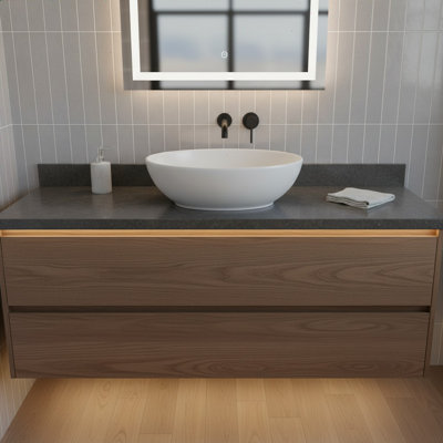 Lavabo vasque ovale en céramique blanche LifeSky: lavabo de comptoir de salle de bain 16 po x 13 po x 5,5 po avec surface facile à nettoyer - Conception à drain rapide pour la salle d'eau et l'installation dans une petite salle de bain
