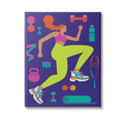 Woman With Fitness Weights Canvas Wall Art Design By Victoria Barnes