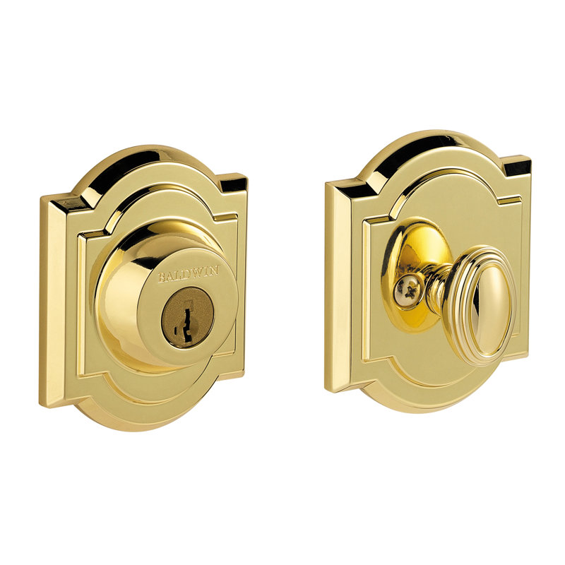 Prestige 380 Arched Single Cylinder Deadbolt with SmartKey®, Lifetime Polished Brass
