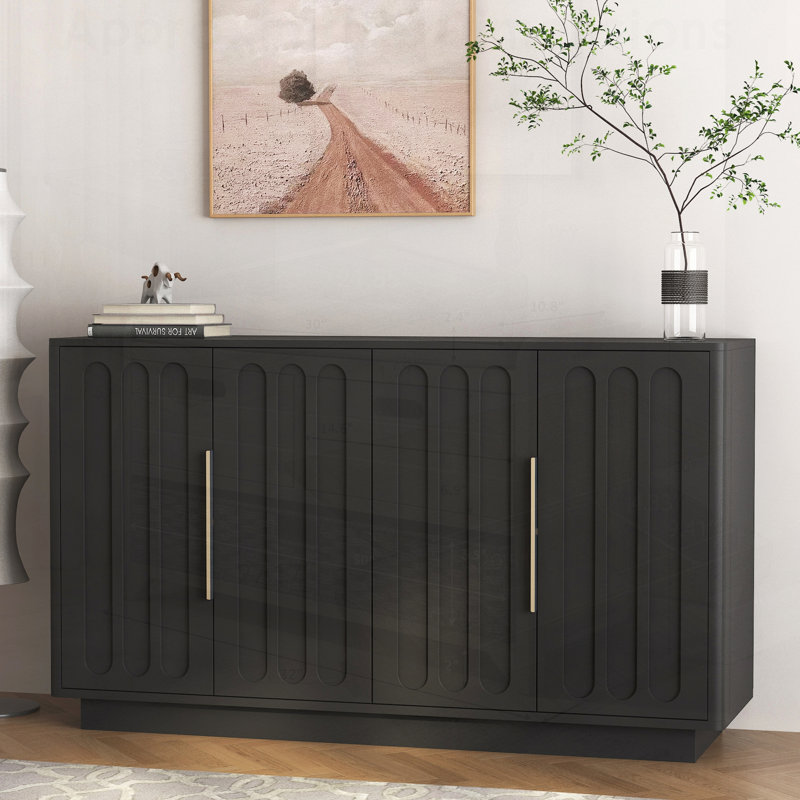 Buffet moderne avec tablettes réglables, buffet cannelé pour un rangement et une présentation élégants, parfait pour la salle à manger et le salon