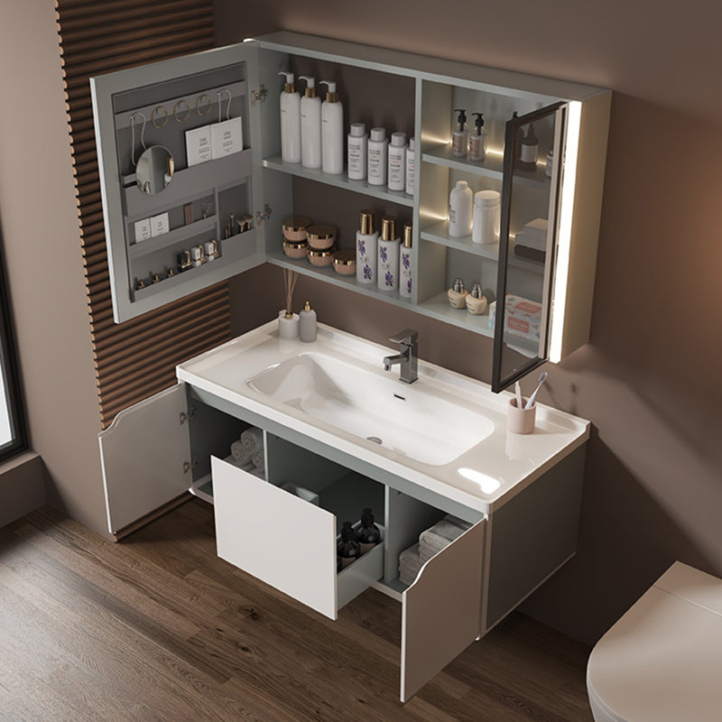Armoire de salle de bain minimaliste de style crème