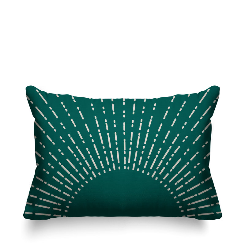 Coussin intérieur / extérieur Sunny Boho Starburst, Émeraude