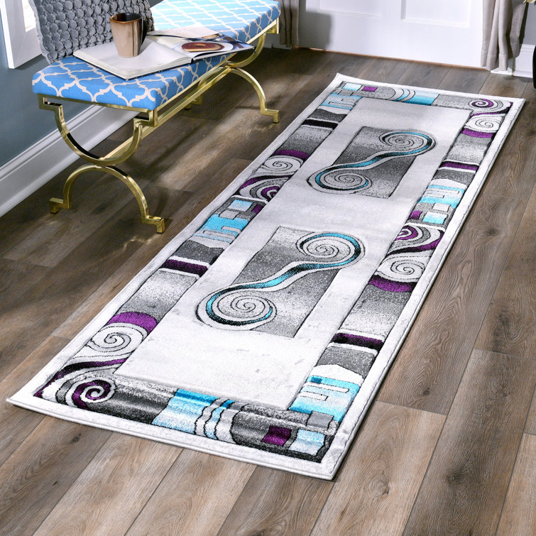 Tapis abstrait gris / bleu / noir Adonia