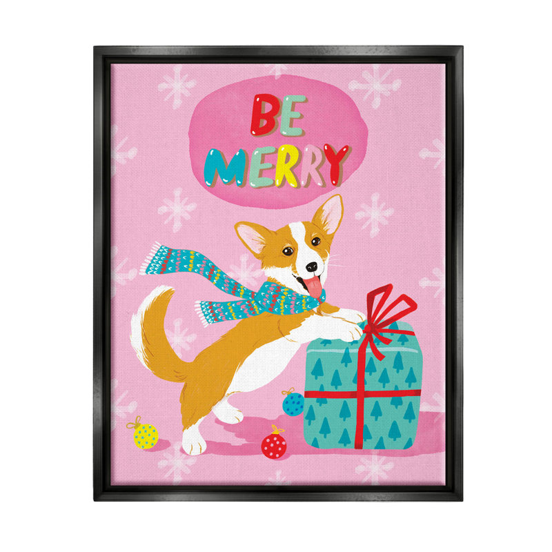 "Be Merry Sourire Puppy Gift" par Be Ni La - cadre flottant, impression sur toile, Cadre flottant noir de jais