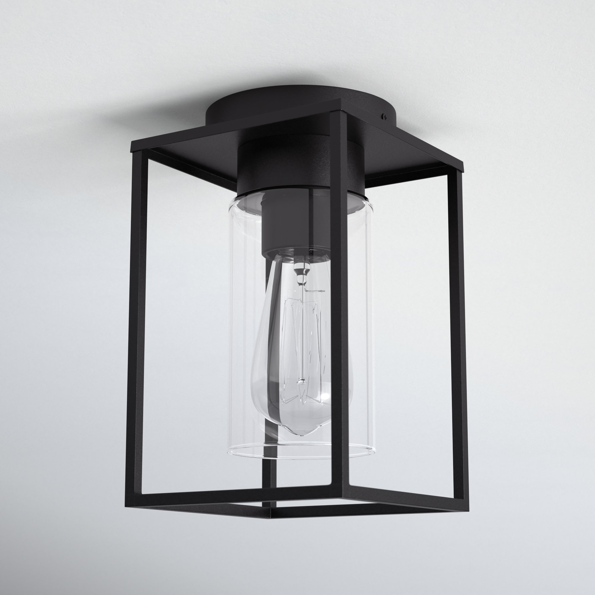 Jordana Rectangle Outdoor Flush Mount, Black