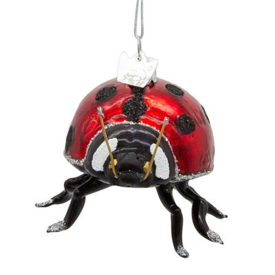 Kurt Adler Noble Gems Glass Ornament for Christmas Tree, Ladybug