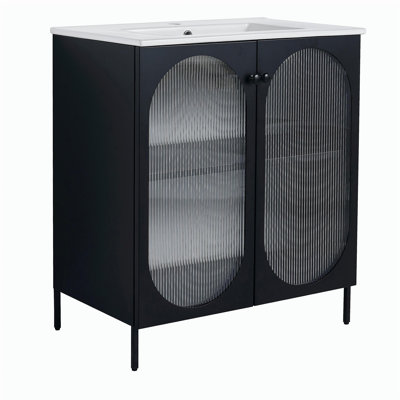 Comptoir de salle de bain vertical de 30 pouces avec lavabo en céramique