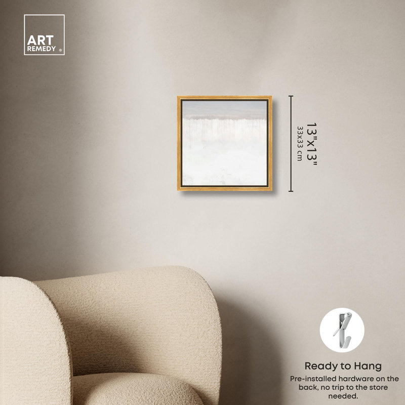 «Fading Tranquility Canvas Minimalist Abstract» par Art Remedy, H 13 po x l 13 po x P 1,8 po, Cadre flottant doré