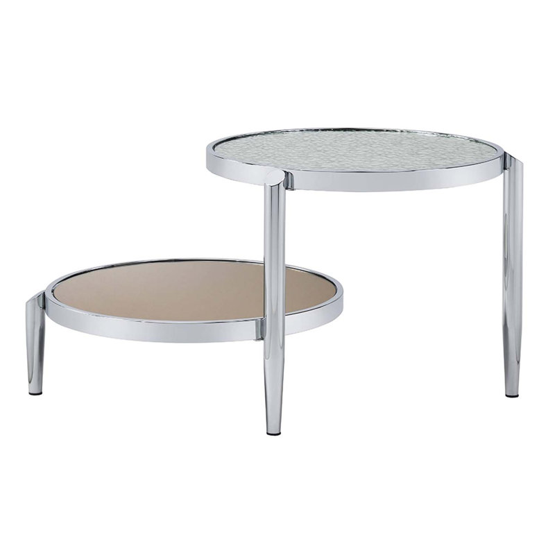 Table basse Abbe, finition verre et chrome
