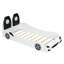 Lit blanc de style voiture de course simple avec fonction à DEL et repose-lit rembourré confortable, bois - support pour le dos équipé de DEL, coffre-fort élégant-616396373