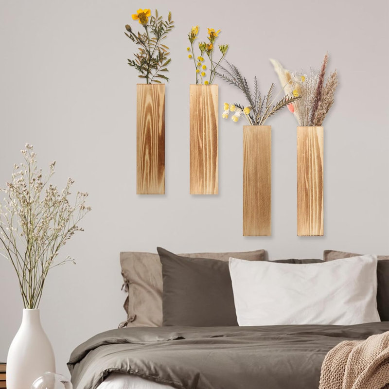 Vase mural en bois Karelie, Couleur du bois, H 11,73 po x l 2,71 po x P 1,5 po