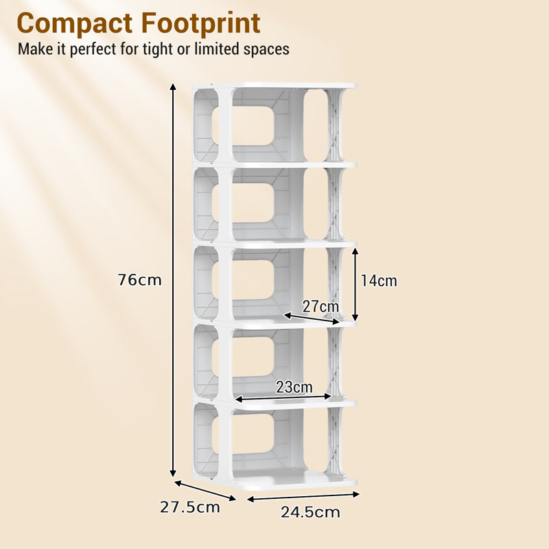 6 Pair Shoe Rack, White