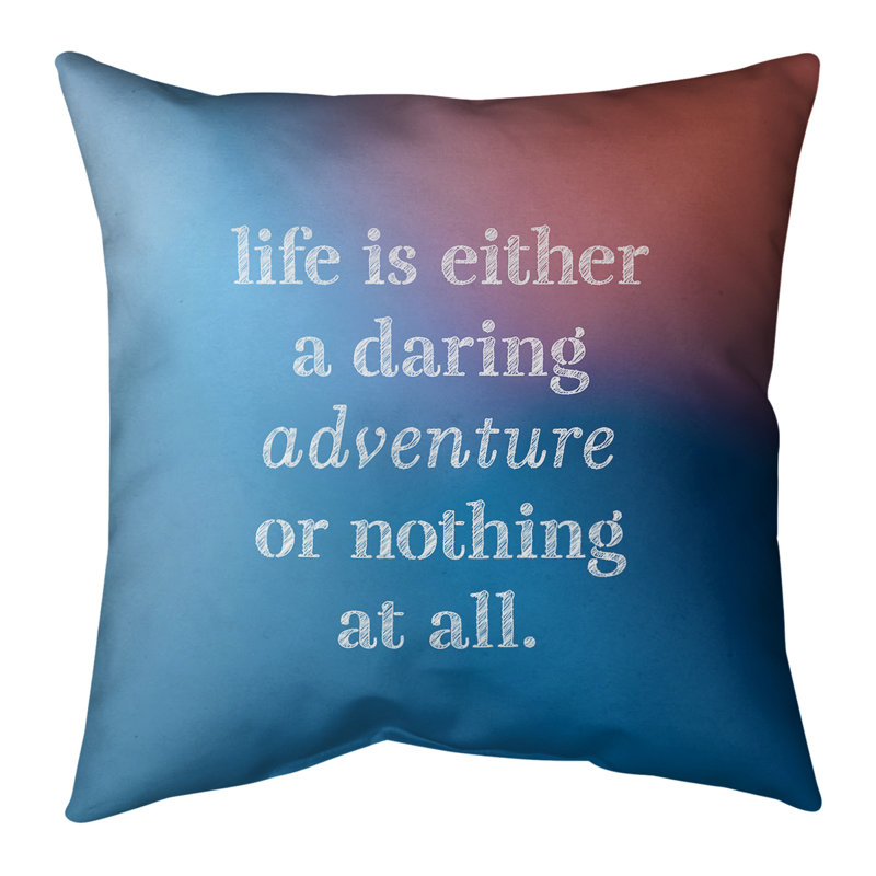 Coussin Handjet, 18 po x 18 po, Bleu / rose, Housse de coussin seulement - sans coussin