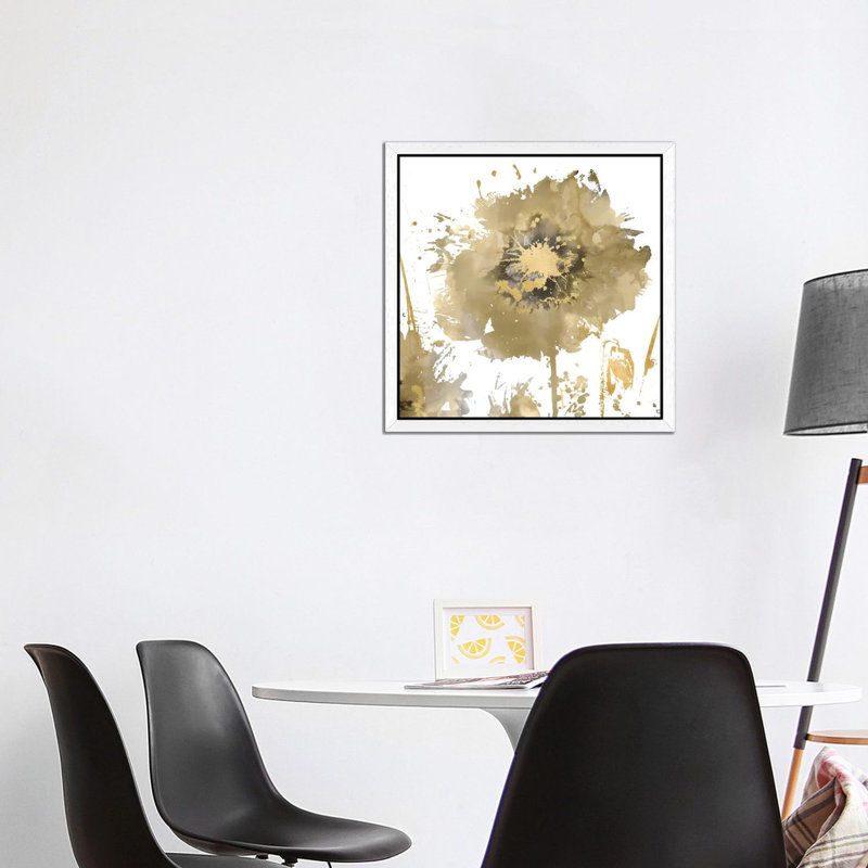 Flower Burst In Gold I by Vanessa Austin - Print on Canvas, 93.98 cm H x 93.98 cm W, White Framed