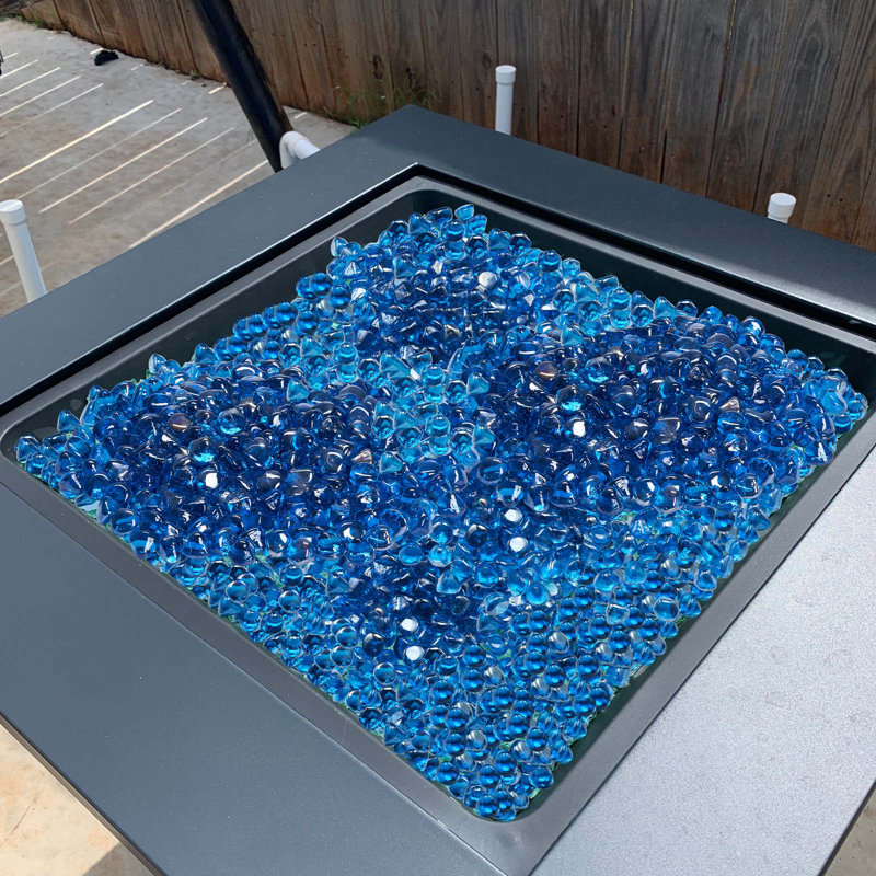 Roches de foyer en verre 10 po pour foyer d'extérieur 10 lb, Bleu, H 3,82 po x l 10,94 po x P 9,02 po
