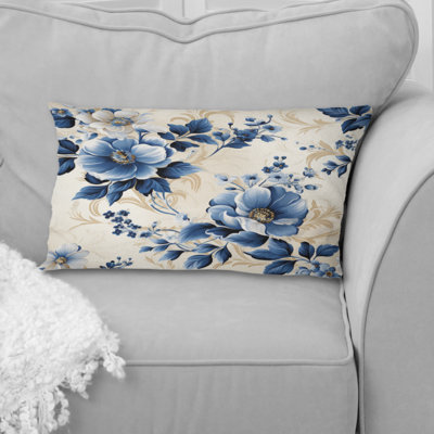 Coussin Cobalt bleu à motif victorien treillis I - coussin à imprimé floral