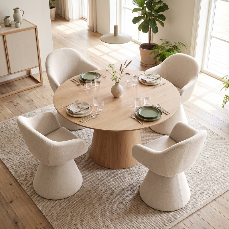 Upholstered Dining Chair, 47cm Seating Height, Beige, 4, Beige