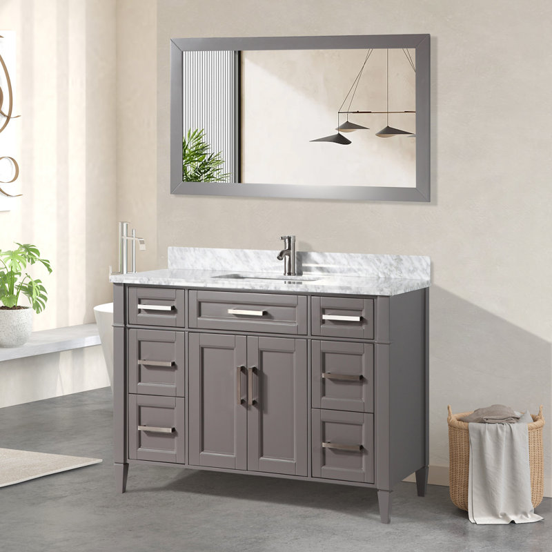 Ensemble de meuble-lavabo simple 60 po avec miroir Dallaire, Gris