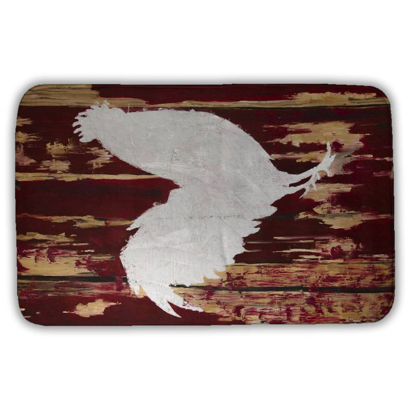 Rooster silhouette Bath Mat with Non-Slip Backing - Quick Dry Memory Foam Bathroom Rug - Absorbent - Modern Plush Spa-Style - Machine Washable