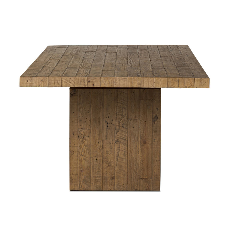 Matthes Solid Wood Dining Table, Aged Black Pine