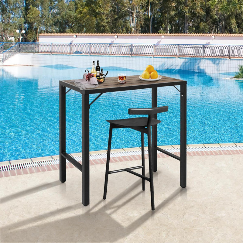 Outdoor Bar Table Patio Bar Height Table Bar Counter Pub Dining Table With Waterproof Top For Balcony  Garde  Yard Poolside