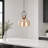 Vintage Black Pendant Light with Amber Glass Shade