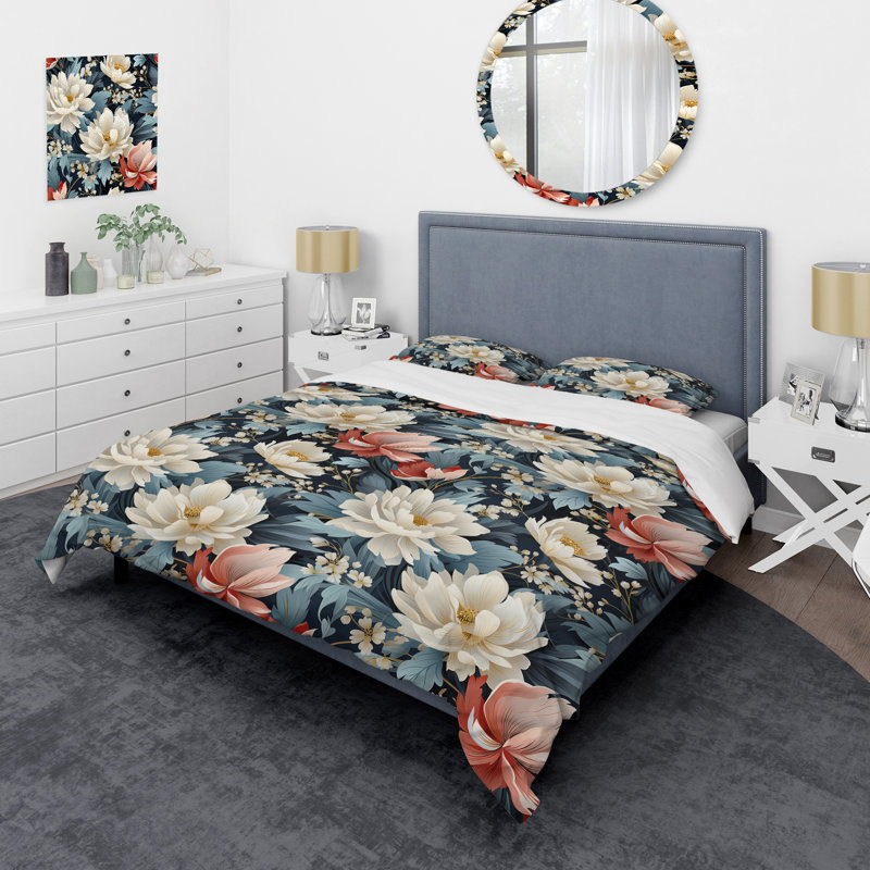 Ensemble de housse de couette Subdued Enchantment Moody, Housse de couette simple + 1 taie décorative stan
