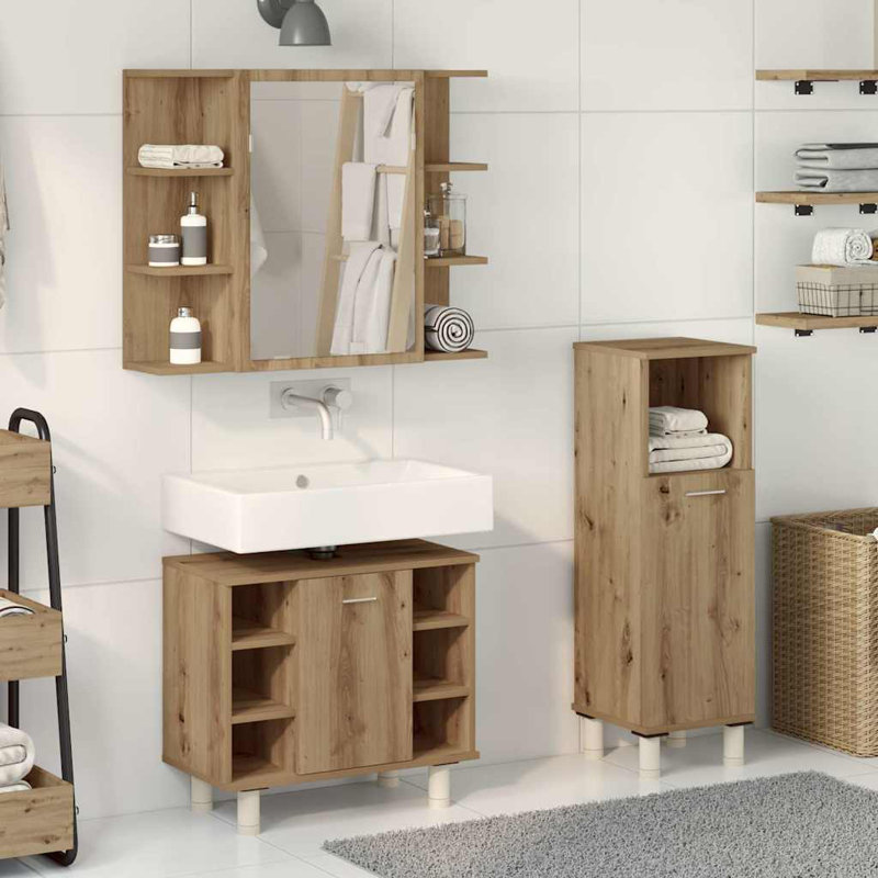 Asla Bathroom Storage Furniture Set, Old Wood