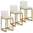 Tabouret de comptoir Catharinus avec base dorée et repose-pieds en similicuir