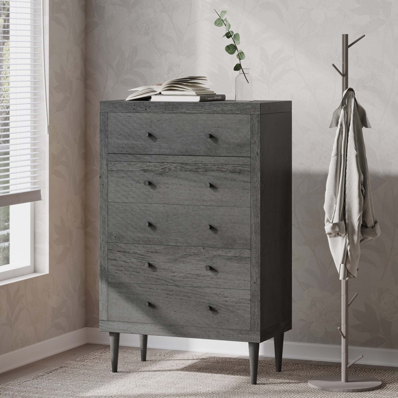 Commode 5 tiroirs Moshe, gris