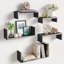 Ensemble de 5 tablettes de rangement murales flottantes en bois pour la salle de bain, la chambre à coucher, le salon, la cuisine et le bureau-127287978