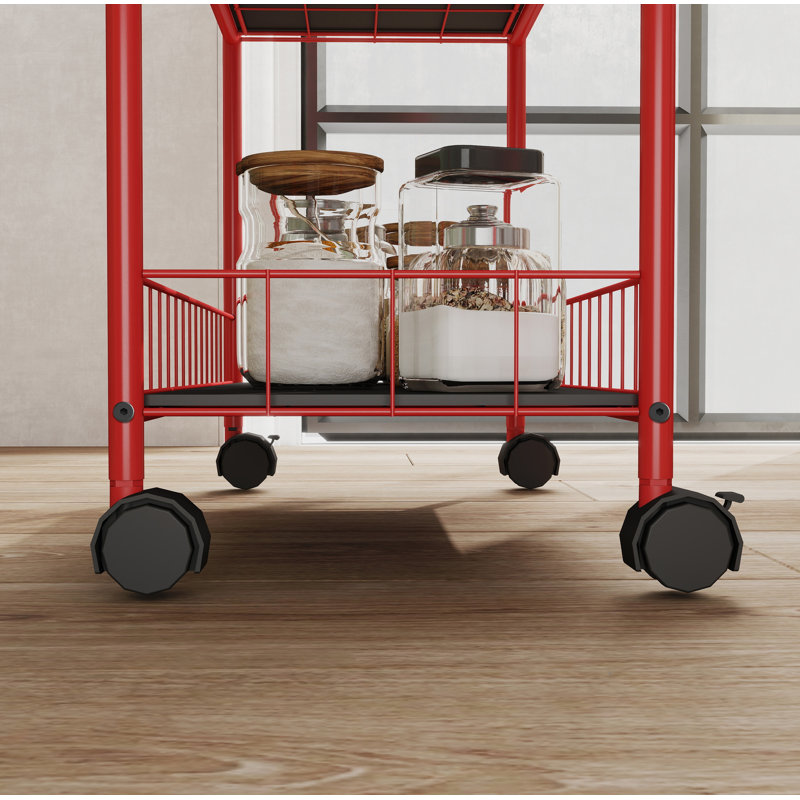 Red 6-Tier Rolling Cart Gap Kitchen Slim Slide Out Storage Tower Rack with Wheels, 61" x 22.8" x 10"