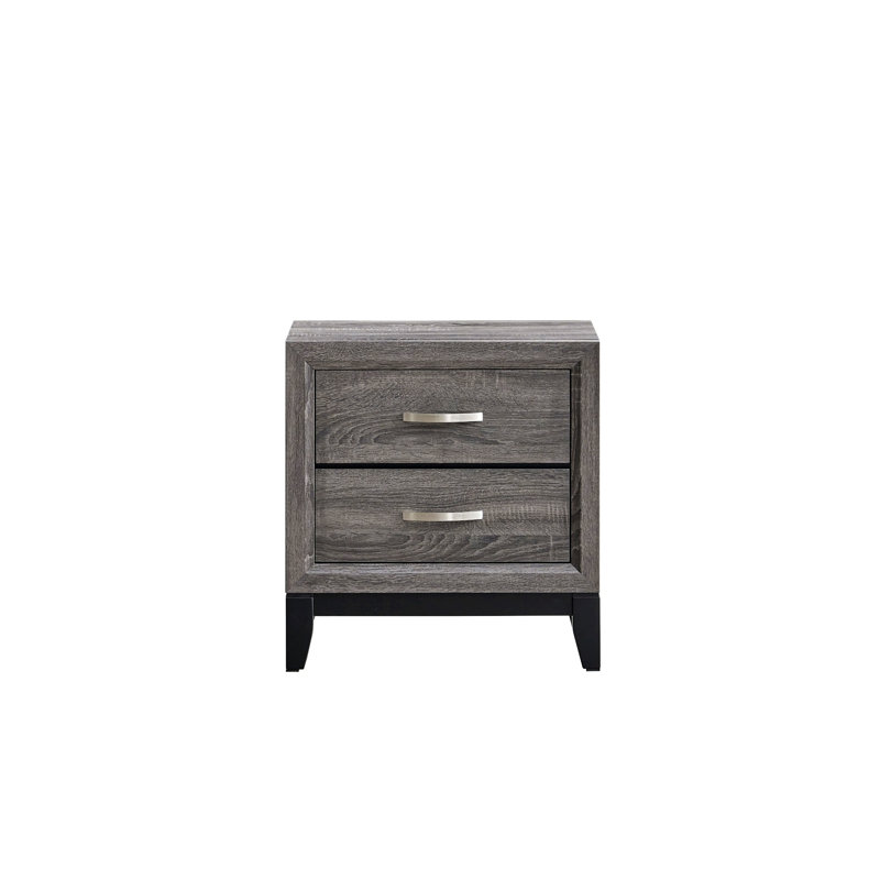 Table de chevet simple avec 2 tiroirs de rangement, Gris