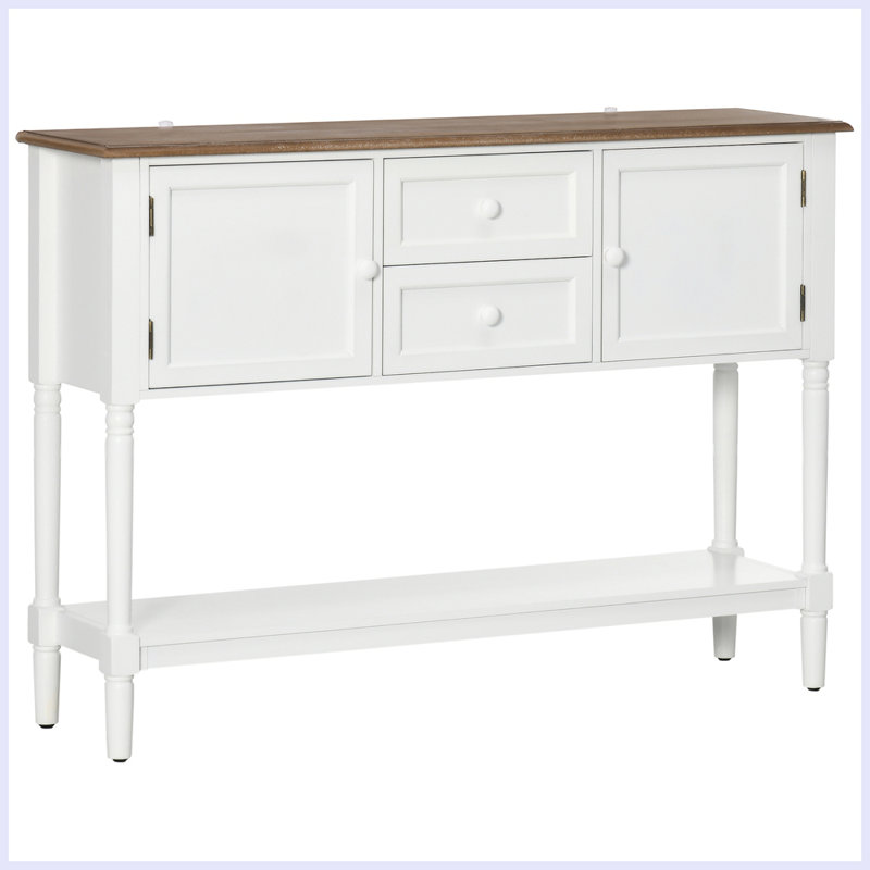 Vintage Console Table | 2 Drawers, Cabinets & Bottom Shelf | for Entryway, Living Room, Bedroom