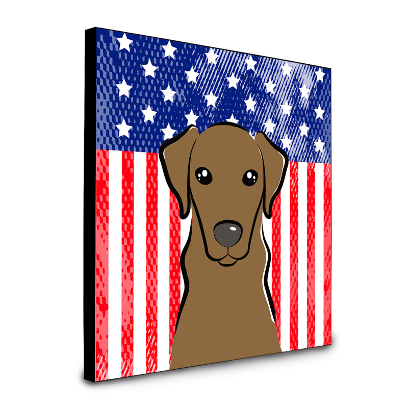 « american flag », art encadré Macomb, Labrador brun