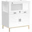 Cabinet avec 30 x 19,5 x 36, combinant panneau de particules blanc et acrylique avec cadre en métal et panneaux en acrylique