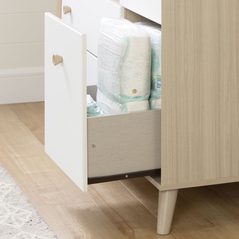 Zayn Changing Table Dresser, Soft Elm/Pure White