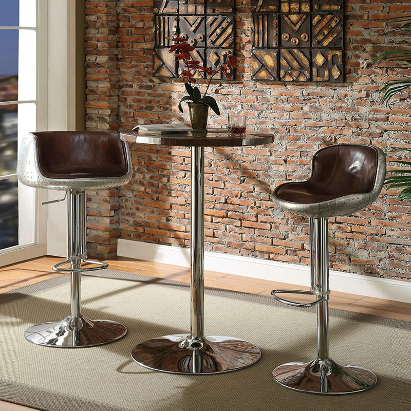 Tabouret pivotant rétro brun avec dossier réglable - Style moderne pour plus de confort